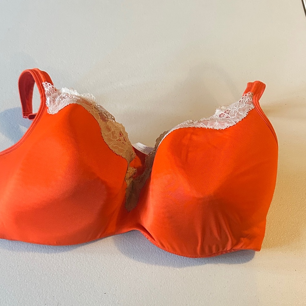 Orange Lace Trim Bra